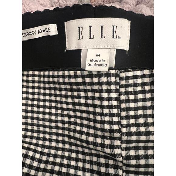 ELLE Pull On Stretch Comfort Skinny Fit Gingham Plaid Ankle Dress Pants Women M - Picture 4 of 6
